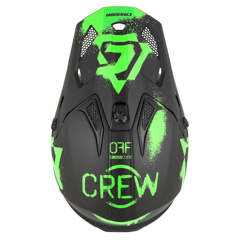 Cască motocross pentru copii Cassida Cross Cup 2 Crew Junior negru mat-verde fluo