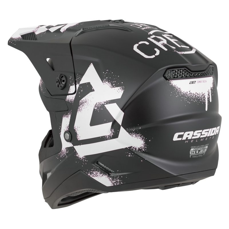 Cască motocross pentru copii Cassida Cross Cup 2 Crew Junior negru mat-alb