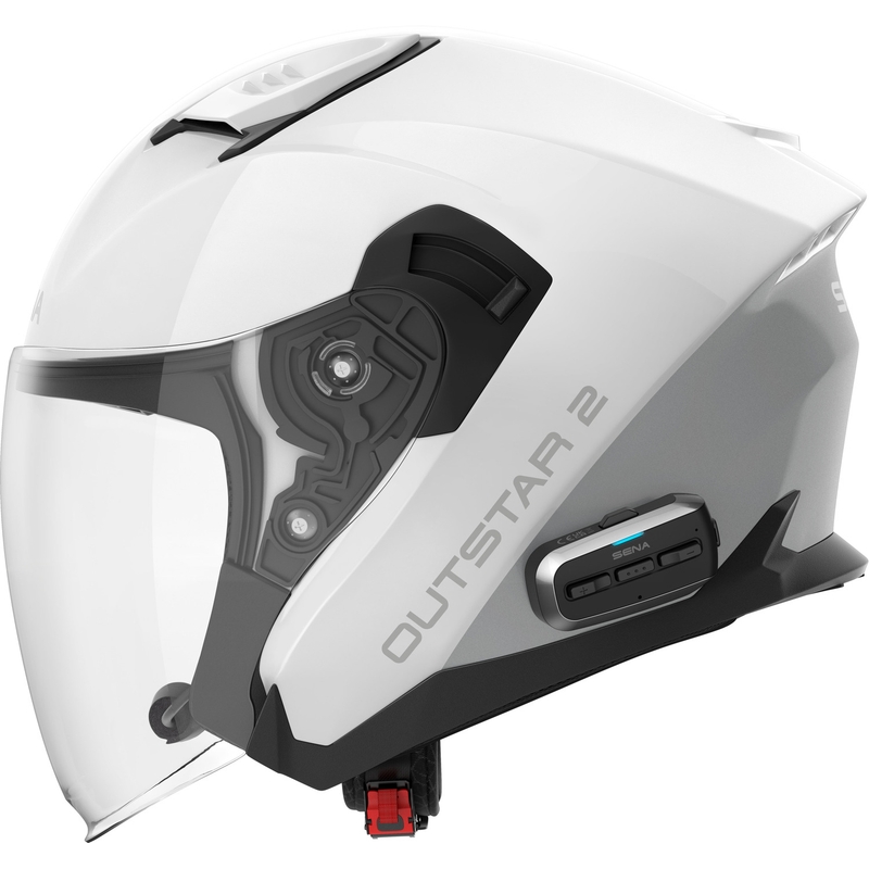 Cască de motocicletă SENA Outstar 2 open face cu căști, alb lucios