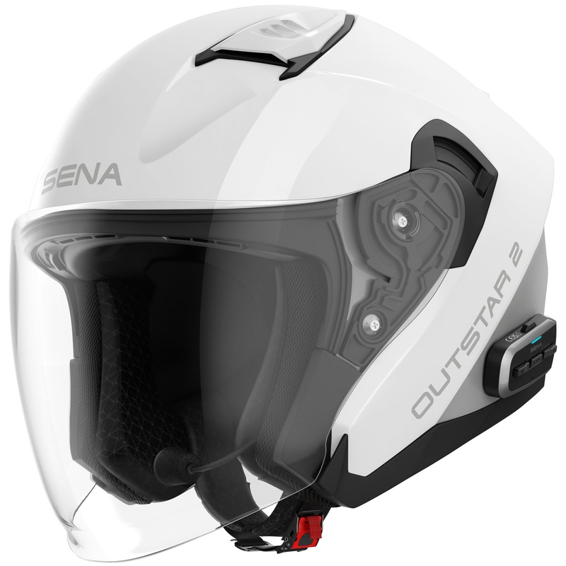 Cască de motocicletă SENA Outstar 2 open face cu căști, alb lucios