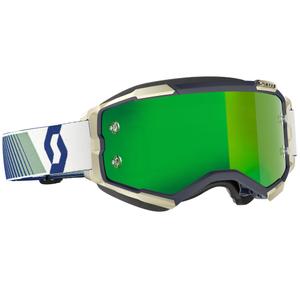 Ochelari de motocross SCOTT Fury CH albastru-verde cu plexiglas oglindit verde