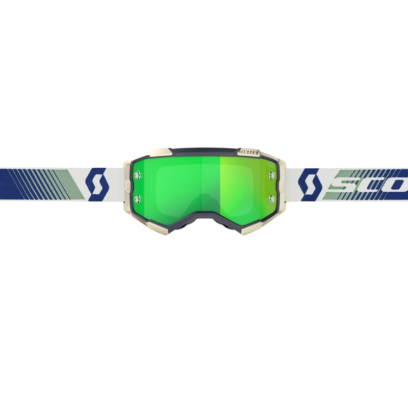Ochelari de motocross SCOTT Fury CH albastru-verde cu plexiglas oglindit verde