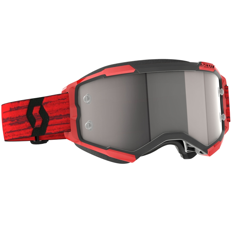 Ochelari motocross SCOTT Fury CH roșu închis cu plexiglas oglindit argintiu