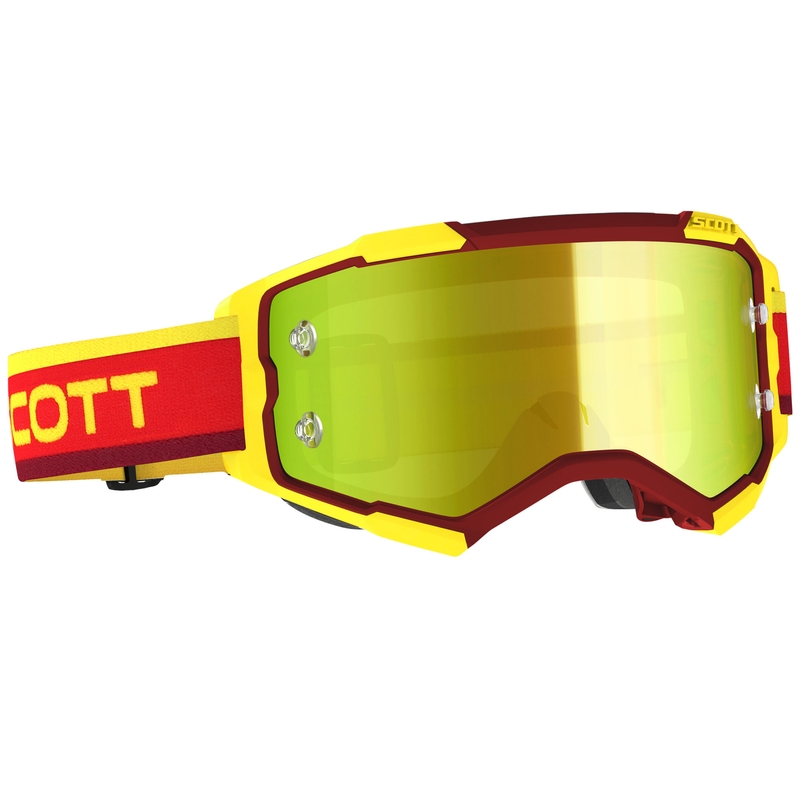 Ochelari de motocross SCOTT Fury CH roșu-galben cu plexiglas oglindit galben