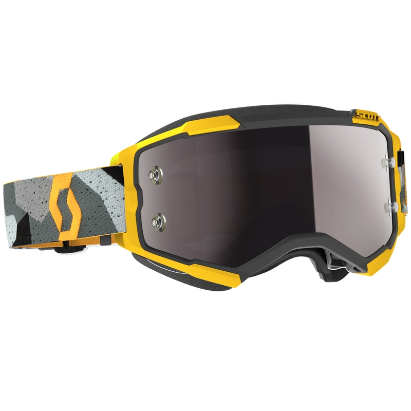 Ochelari de motocross SCOTT Fury CH camo gri-galben cu plexiglas oglindit argintiu