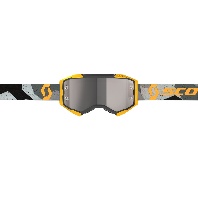 Ochelari de motocross SCOTT Fury CH camo gri-galben cu plexiglas oglindit argintiu