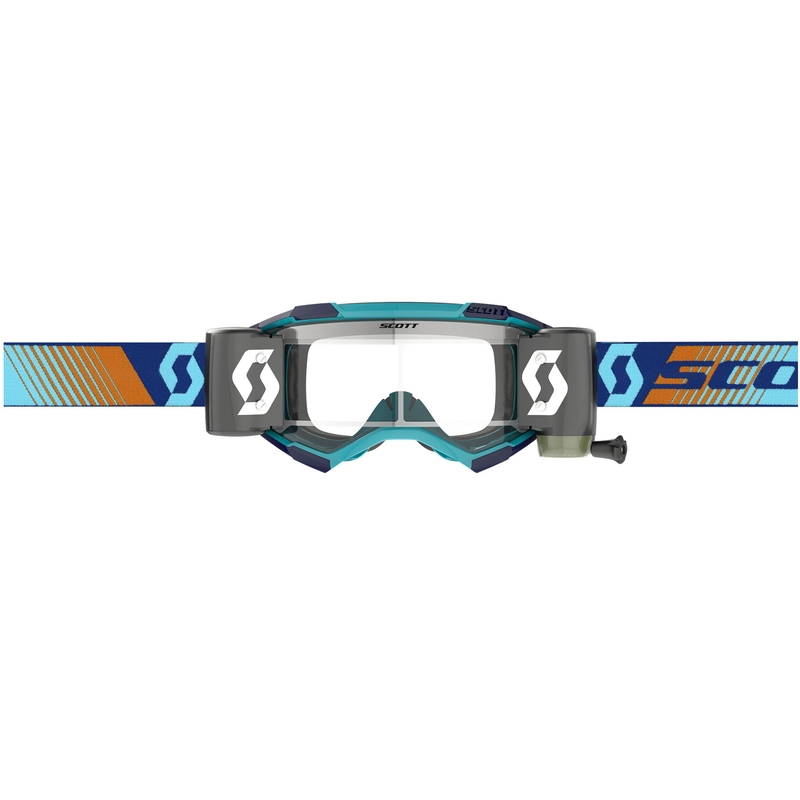 Ochelari motocross SCOTT Fury WFS albastru-portocaliu cu plexiglas transparent