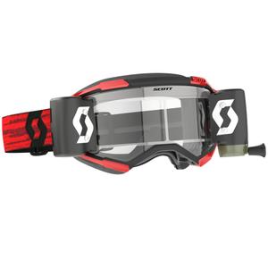 Ochelari motocross SCOTT Fury WFS roșu închis cu plexiglas transparent