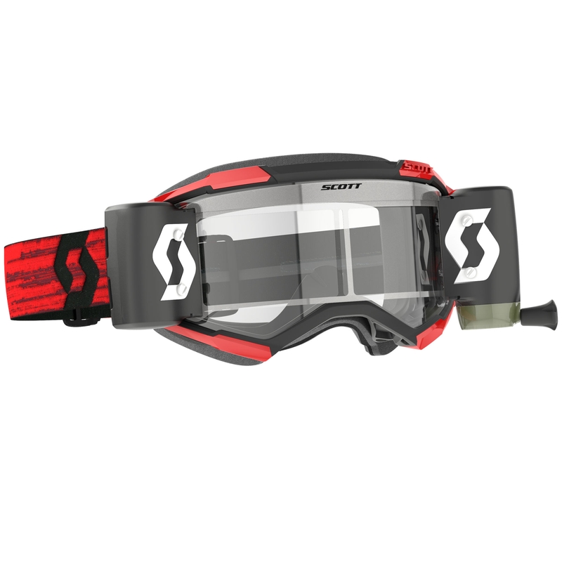 Ochelari motocross SCOTT Fury WFS roșu închis cu plexiglas transparent