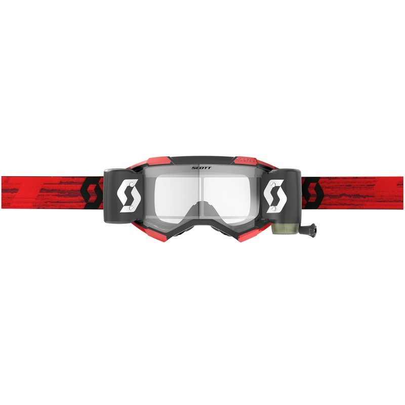 Ochelari motocross SCOTT Fury WFS roșu închis cu plexiglas transparent