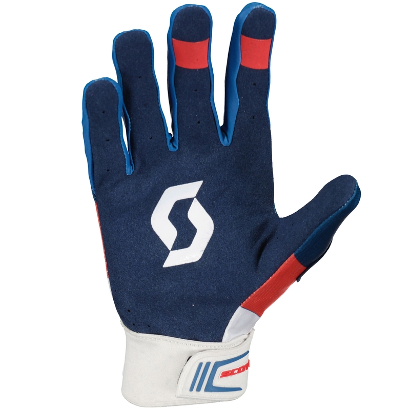 Mănuși motocross SCOTT 450 ANGLED albastru-roșu