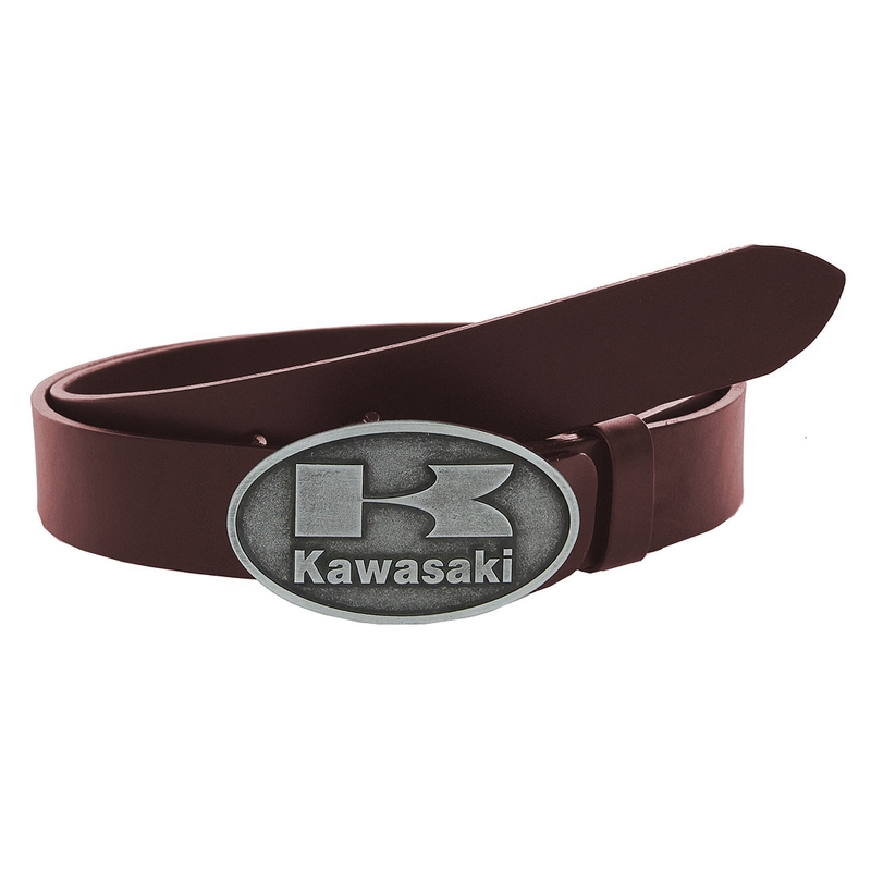 Curea moto din piele cu cataramă Kawasaki maro