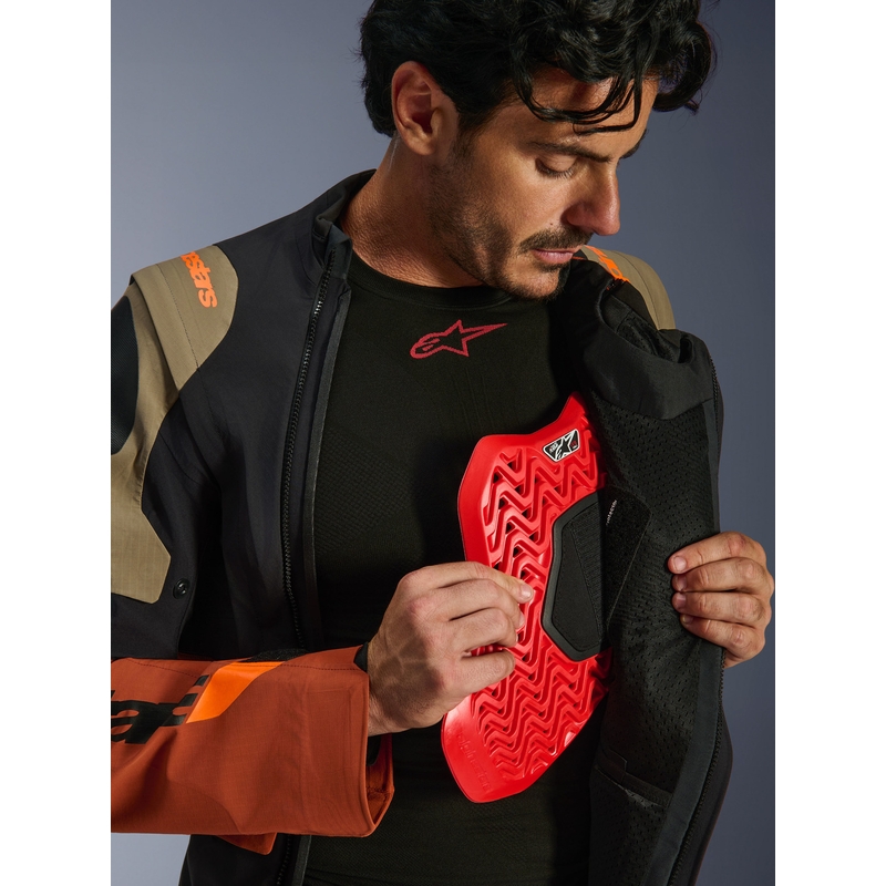 Geacă motocicletă Alpinestars Halo PRO Drystar XF maro deschis-portocaliu închis-negru