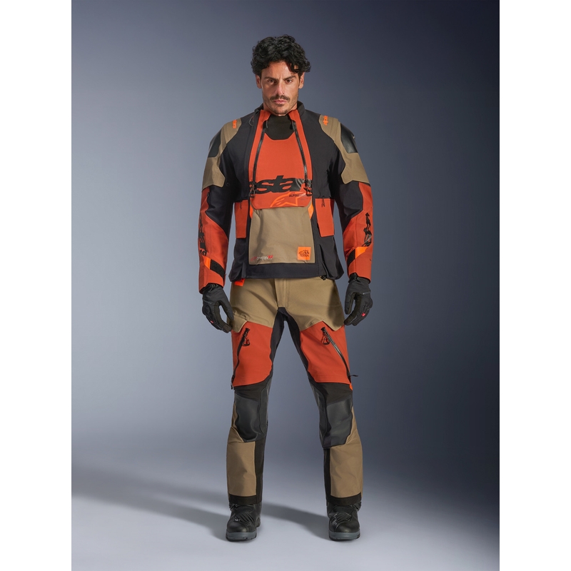Geacă motocicletă Alpinestars Halo PRO Drystar XF maro deschis-portocaliu închis-negru