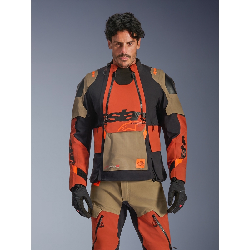 Geacă motocicletă Alpinestars Halo PRO Drystar XF maro deschis-portocaliu închis-negru