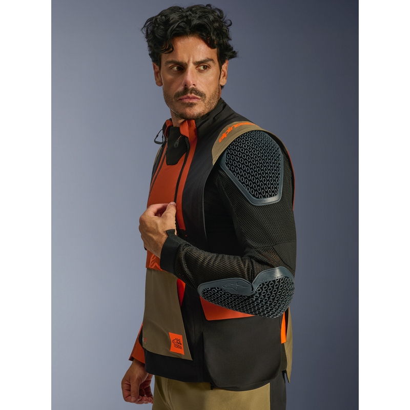 Geacă motocicletă Alpinestars Halo PRO Drystar XF maro deschis-portocaliu închis-negru