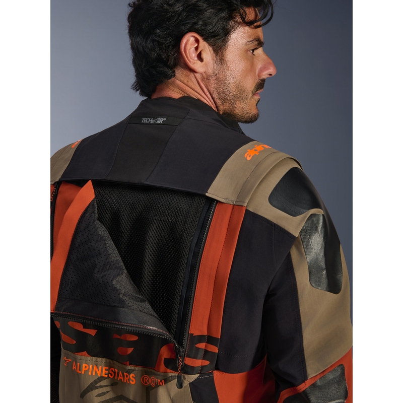 Geacă motocicletă Alpinestars Halo PRO Drystar XF maro deschis-portocaliu închis-negru