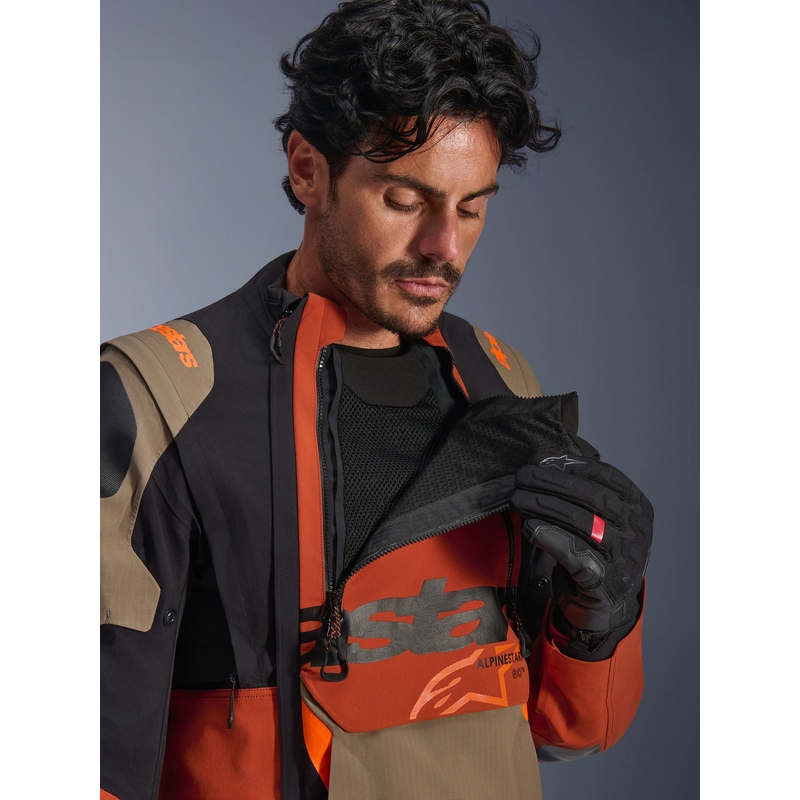 Geacă motocicletă Alpinestars Halo PRO Drystar XF maro deschis-portocaliu închis-negru