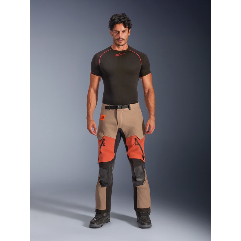Pantaloni motocicletă Alpinestars Halo PRO Drystar XF maro deschis-portocaliu închis-negru