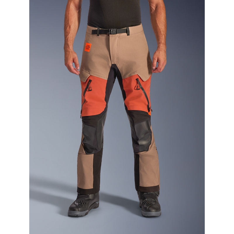 Pantaloni motocicletă Alpinestars Halo PRO Drystar XF maro deschis-portocaliu închis-negru