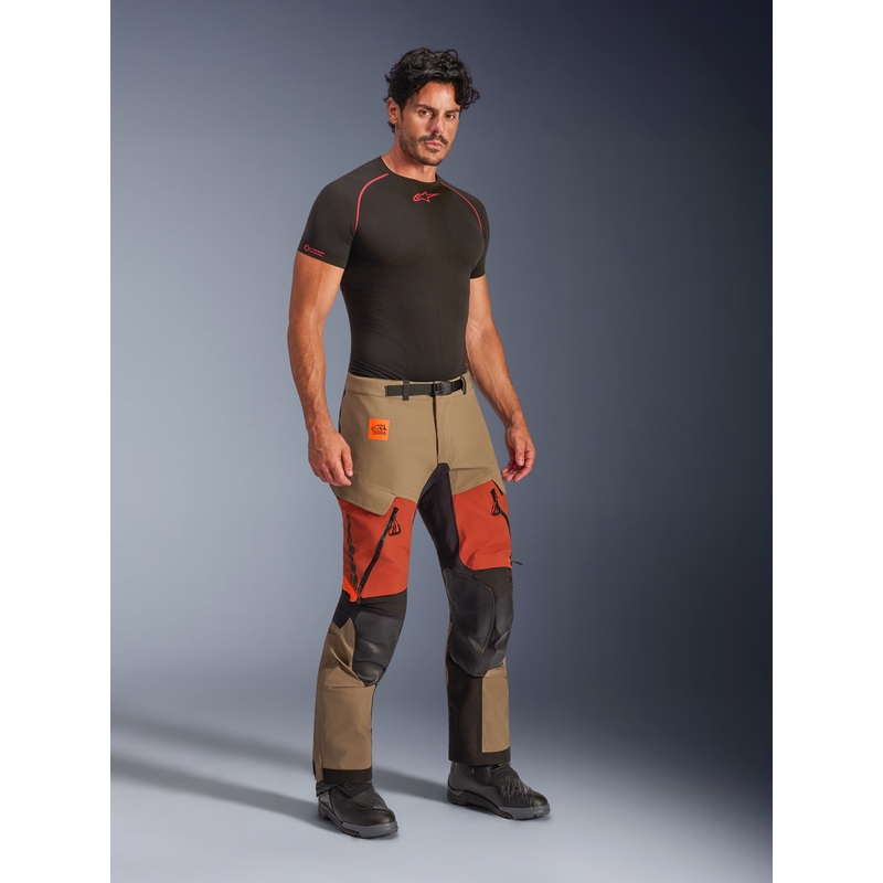 Pantaloni motocicletă Alpinestars Halo PRO Drystar XF maro deschis-portocaliu închis-negru