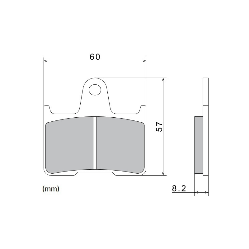 Plăcuțe de frână NISSIN semi-metalice 60x57x8.2 mm 2 buc