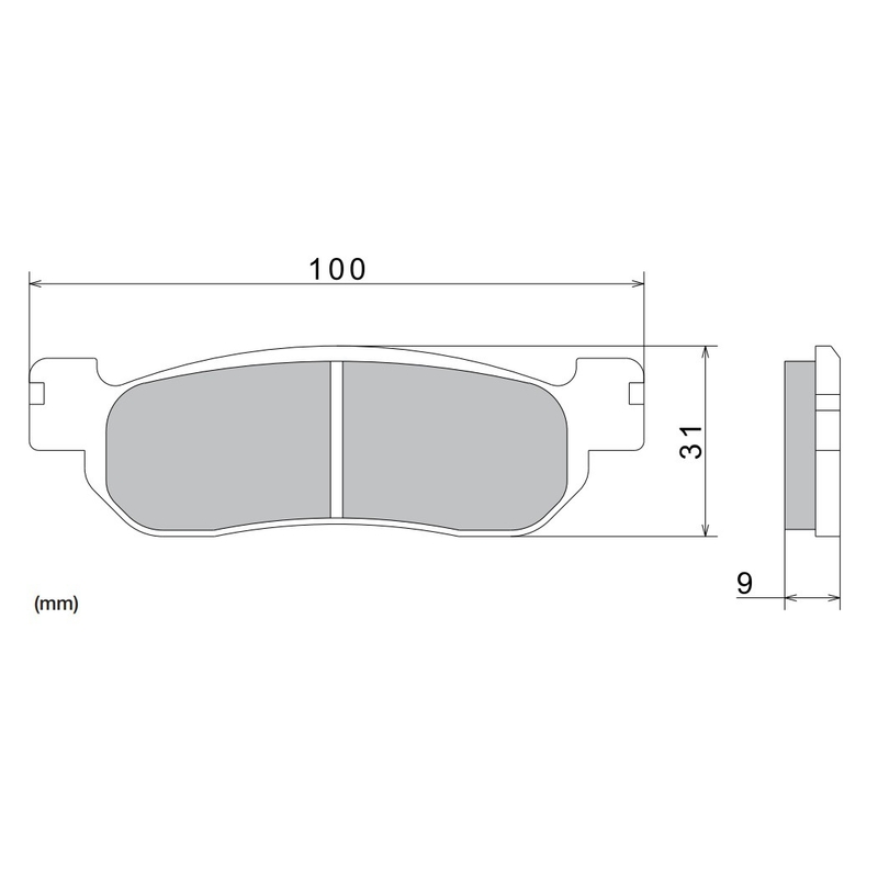 Plăcuțe de frână NISSIN semi-metalice 100x31x9 mm 2 buc