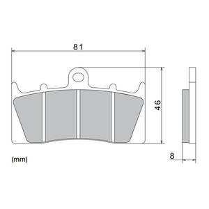 Plăcuțe de frână NISSIN semi-metalice 81x46x8 mm 2 buc