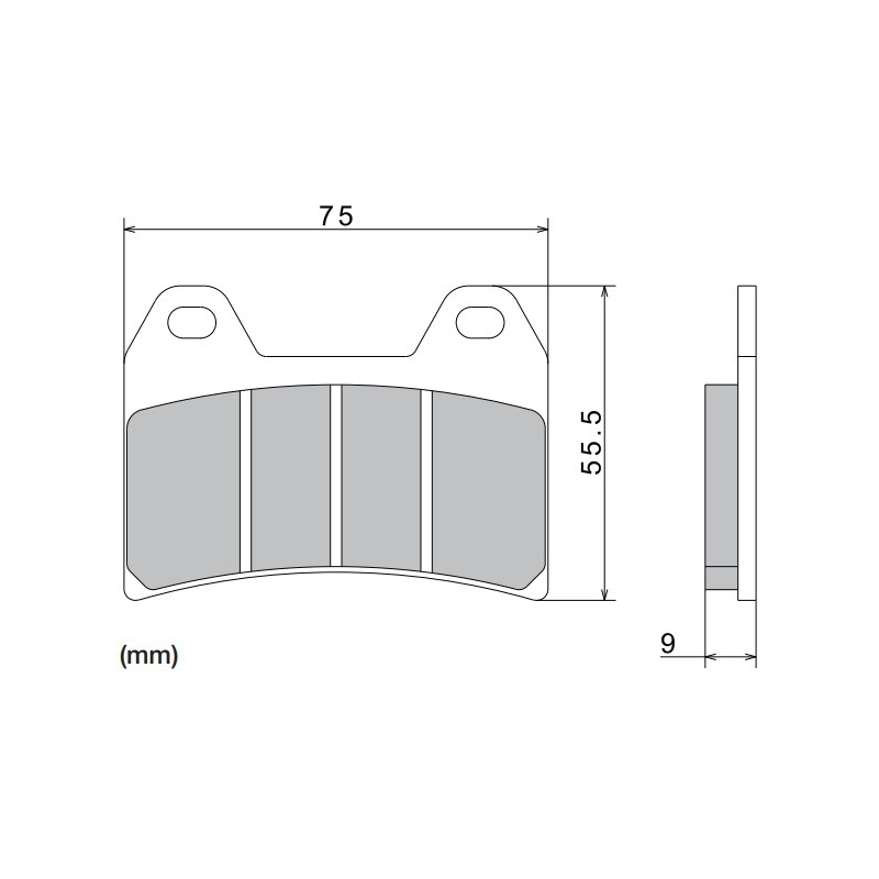Plăcuțe de frână NISSIN semi-metalice 76x55.5x9 mm 2 buc