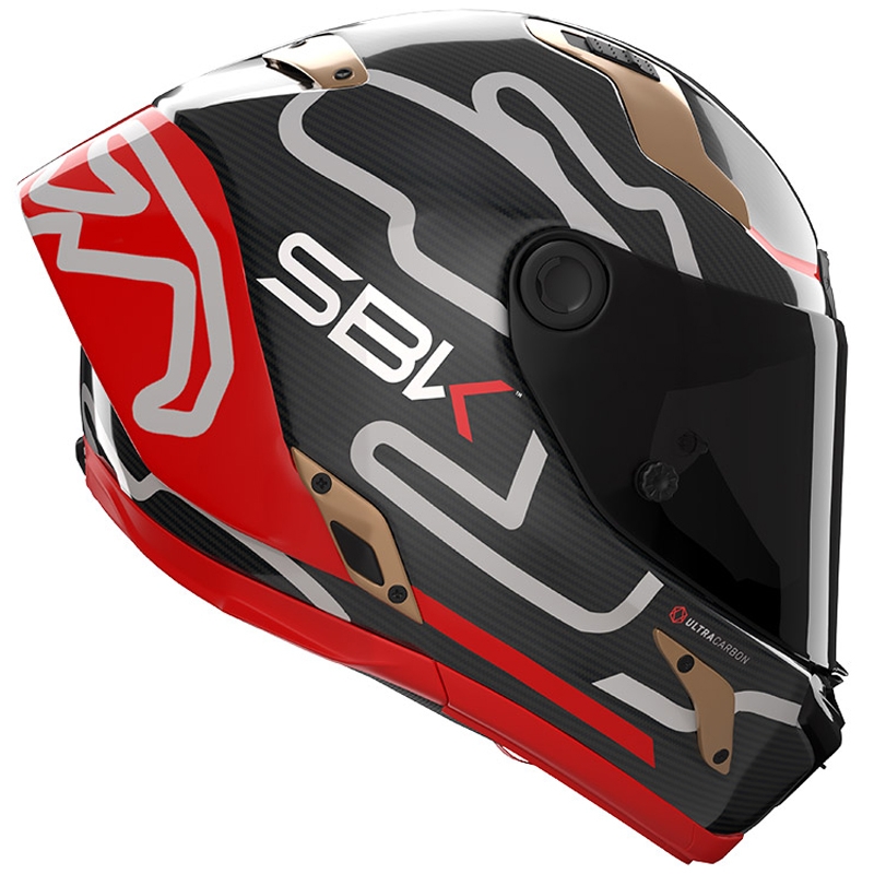 Cască integrală pentru motocicletă Nolan X-804 RS Ultra Carbon SBK, neagră lucioasă, roșie și aurie