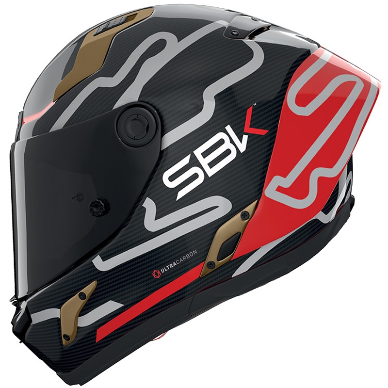 Cască integrală pentru motocicletă Nolan X-804 RS Ultra Carbon SBK, neagră lucioasă, roșie și aurie