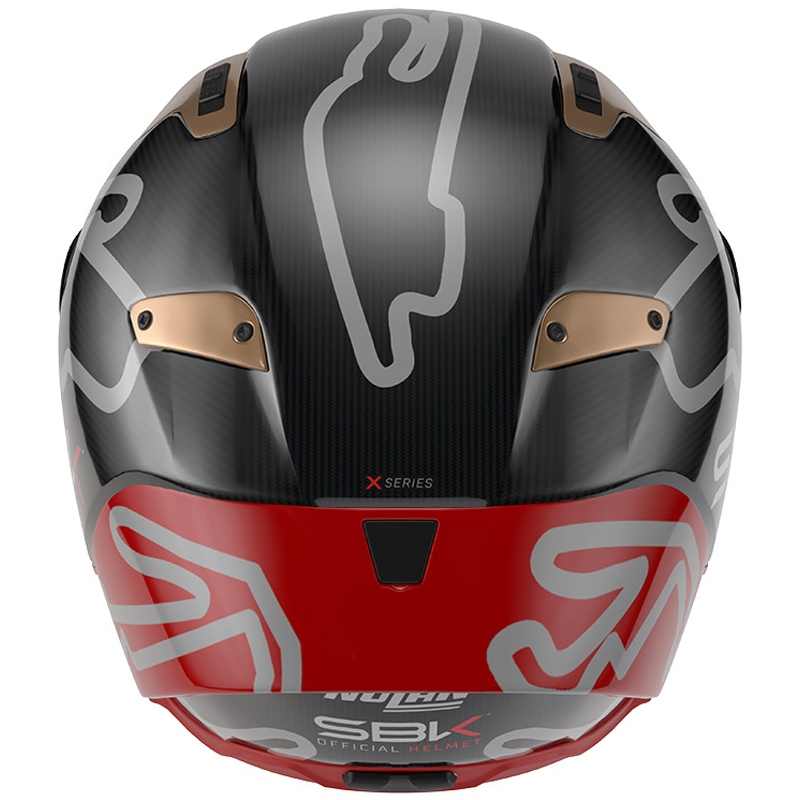 Cască integrală pentru motocicletă Nolan X-804 RS Ultra Carbon SBK, neagră lucioasă, roșie și aurie