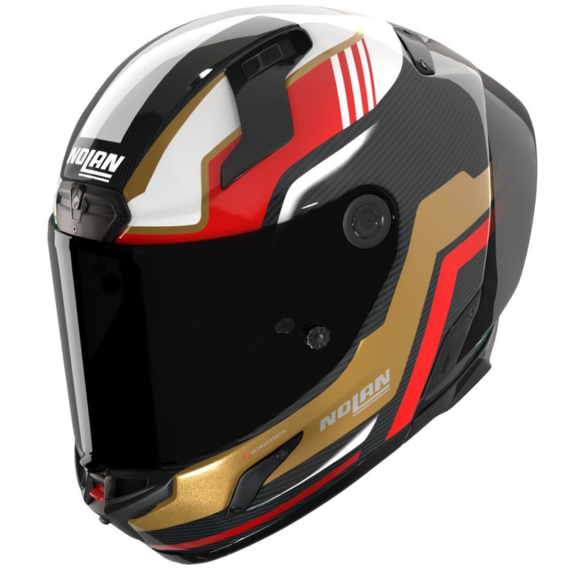 Cască integrală pentru motocicletă Nolan X-804 RS Ultra Carbon Piega negru-auriu-roșu-verde lucios