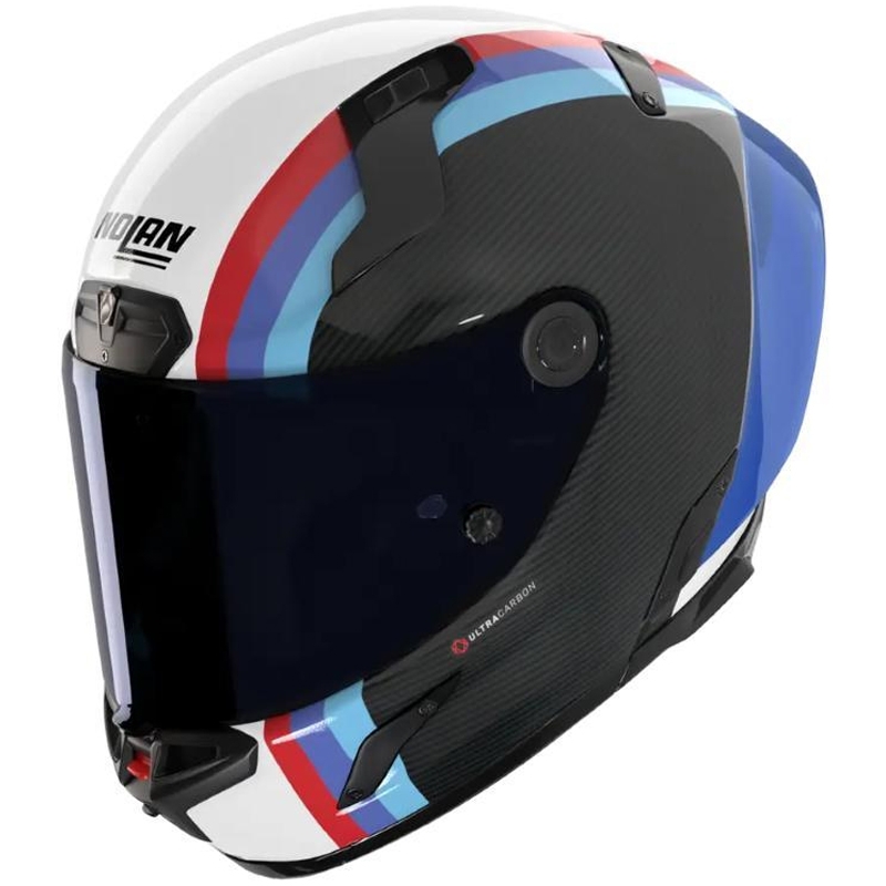 Cască integrală pentru motocicletă Nolan X-804 RS Ultra Carbon Gemini 365 gri-alb-albastru-roșu lucios