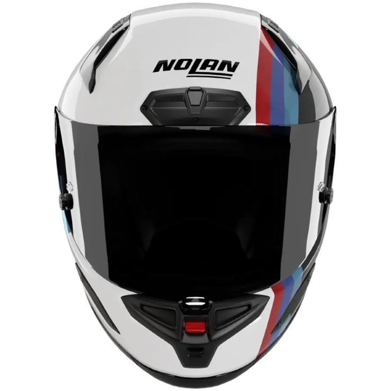 Cască integrală pentru motocicletă Nolan X-804 RS Ultra Carbon Gemini 365 gri-alb-albastru-roșu lucios