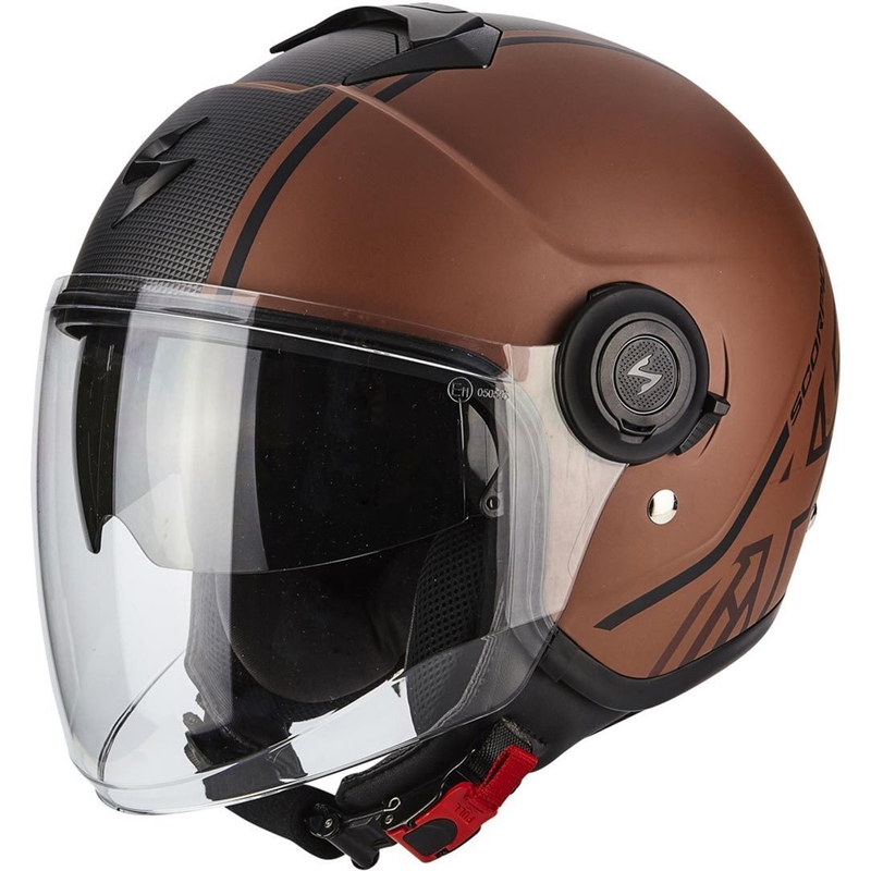Cască de motocicletă deschisă Scorpion EXO-CITY Avenue maro-negru