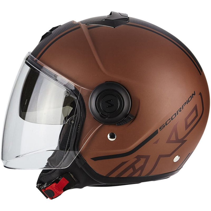 Cască de motocicletă deschisă Scorpion EXO-CITY Avenue maro-negru