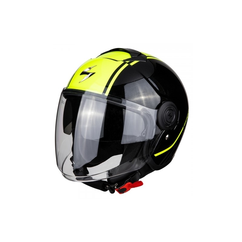 Cască de motocicletă deschisă Scorpion EXO-CITY Avenue negru-galben-fluo