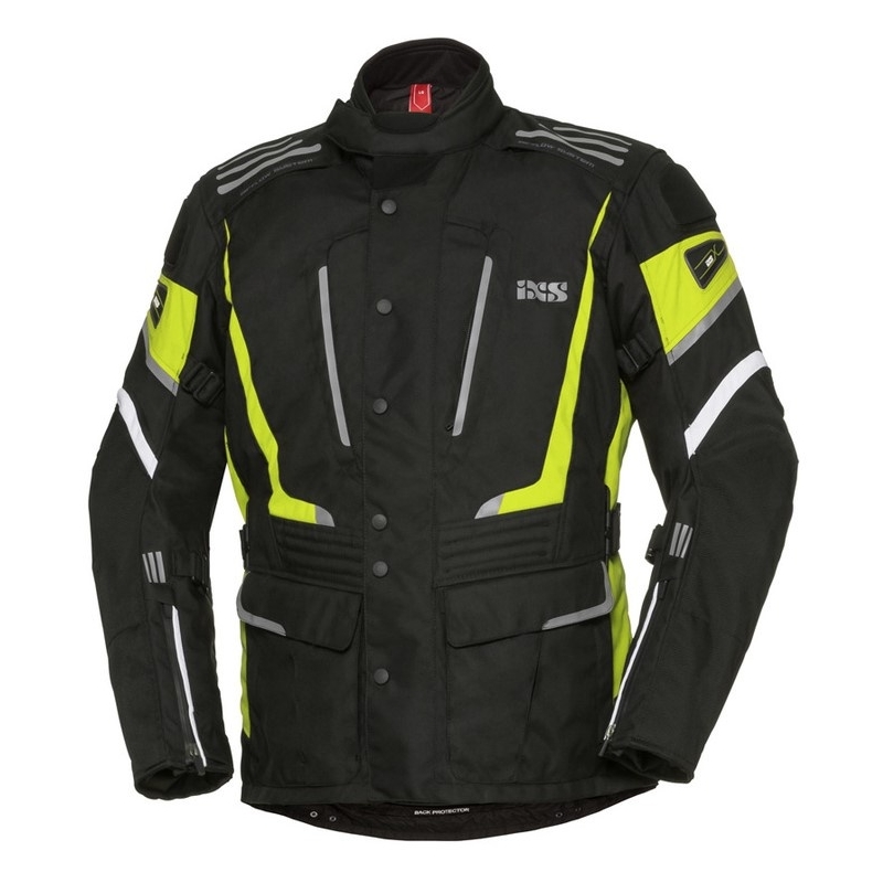 Jachetă de motocicletă iXS Powells Black-White-Fluo Yellow pentru femei