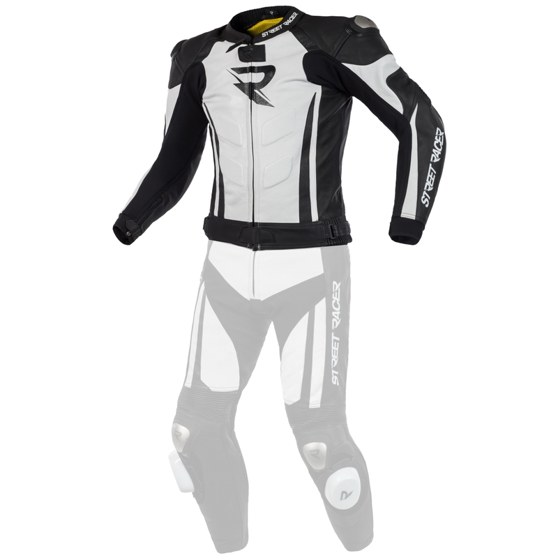 Geacă moto pentru bărbați Street Racer Fasttrack negru-alb lichidare