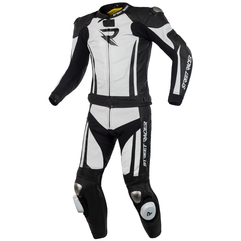 Geacă moto pentru bărbați Street Racer Fasttrack negru-alb lichidare