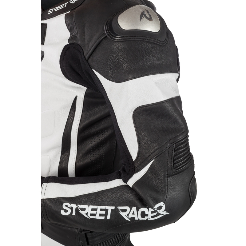 Geacă moto pentru bărbați Street Racer Fasttrack negru-alb lichidare