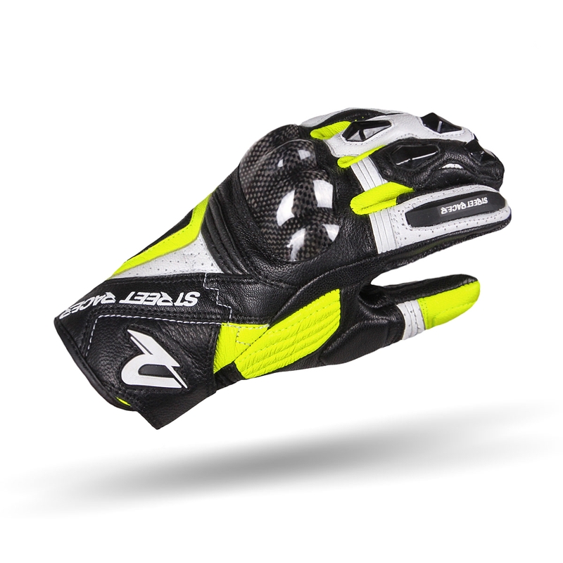 Mănuși moto Street Racer XTR negru-alb-galben fluorescent výprodej lichidare