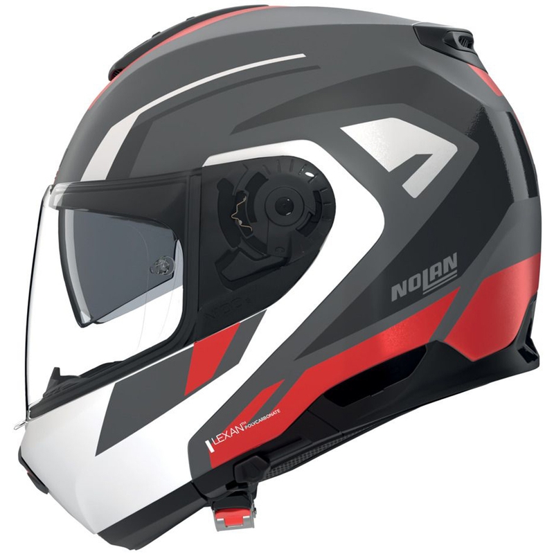 Cască de motocicletă pliabilă Nolan N100-6 Cinetico N-COM 361 gri mat-alb-roșu