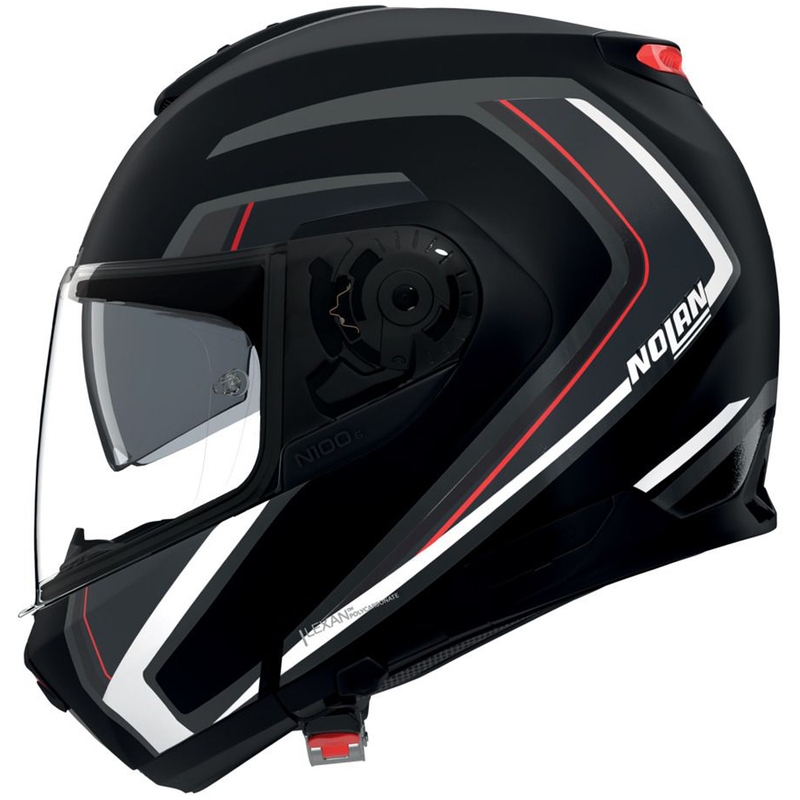 Cască de motocicletă pliabilă Nolan N100-6 Radiante N-com 357 negru-argintiu-roșu