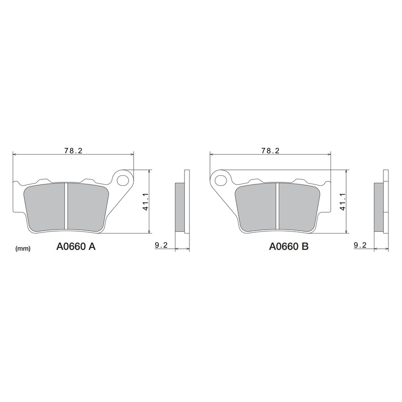 Plăcuțe de frână NISSIN semi-metalice 78.2x41.1x9.2 mm 2 buc