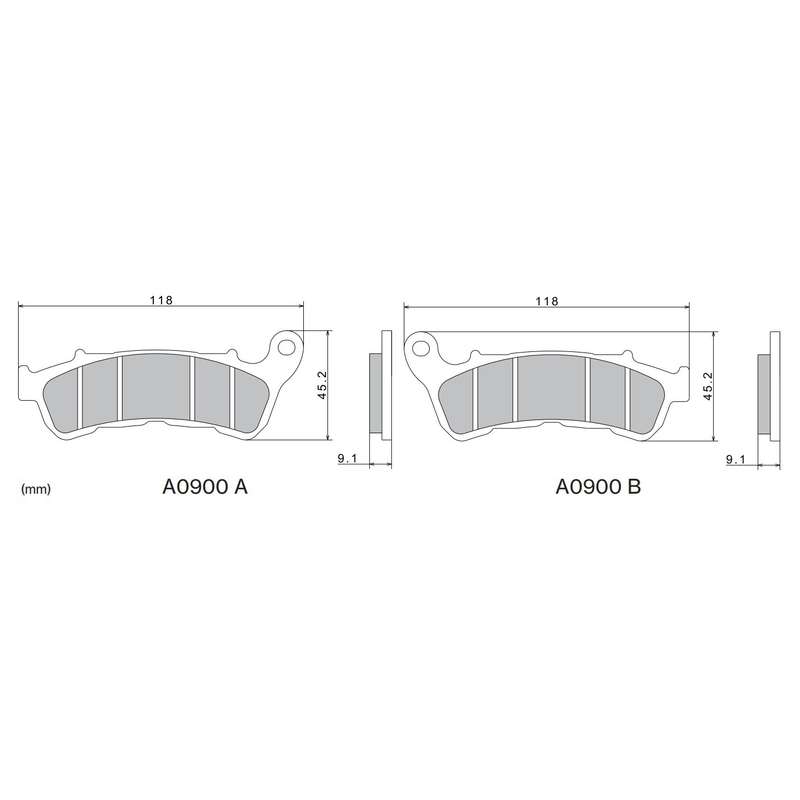 Plăcuțe de frână NISSIN semi-metalice 118x45.2x9.1 mm 2 buc