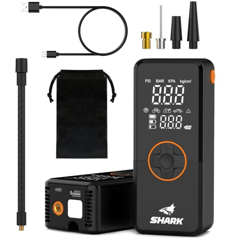 Compresor cu baterie și baterie externă SHARK BP-150 negru