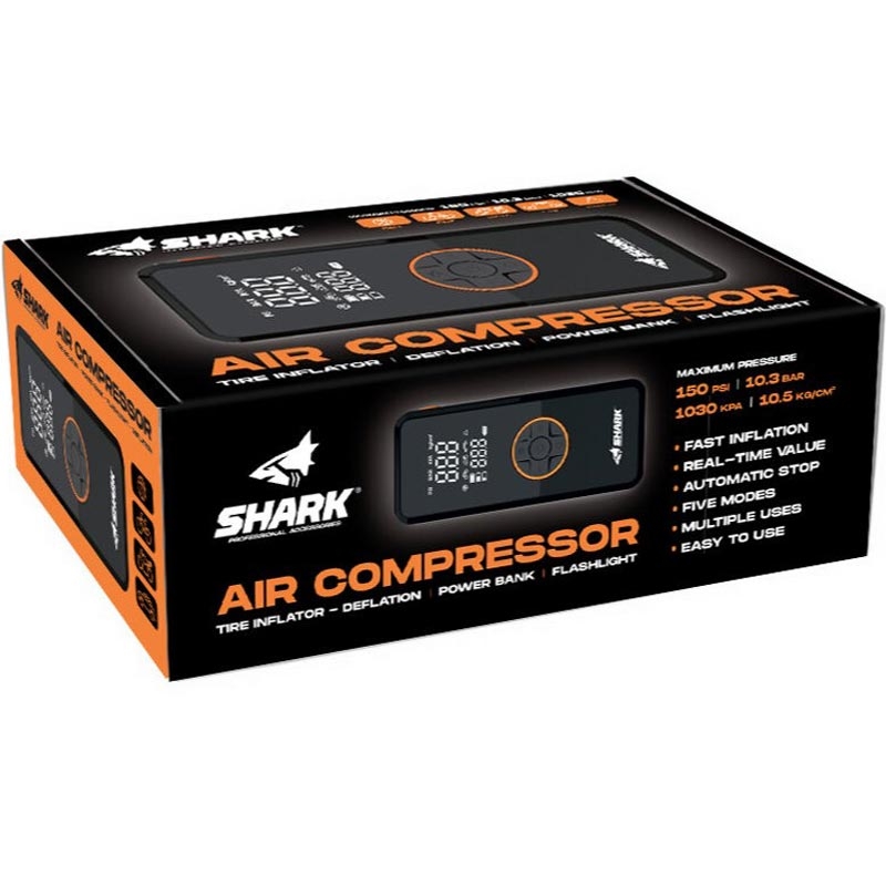 Compresor cu baterie și baterie externă SHARK BP-150 negru