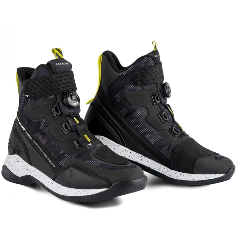 Cizme moto Shima Takeshi negru-camo-galben fluo